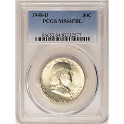 1948-D Franklin Half Dollar Coin PCGS MS64FBL