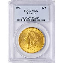 1907 $20 Liberty Head Double Eagle Gold Coin PCGS MS62