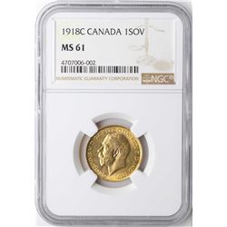 1918C Canada Sovereign Gold Coin NGC MS61