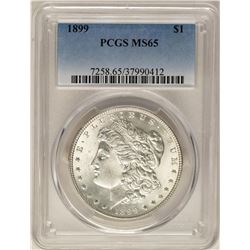 1899 $1 Morgan Silver Dollar Coin PCGS MS65