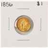 Image 1 : 1856 Slanted 5 $1 Indian Princess Head Gold Dollar Coin