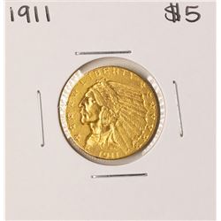 1911 $5 Indian Head Half Eagle Gold Coin