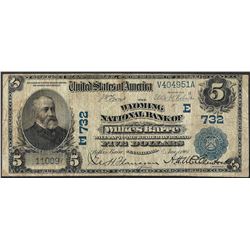 1902 $5 National Bank Wilkes-Barre, PA CH# 732 National Currency Note