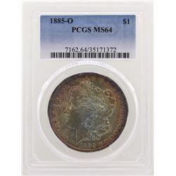 1885-O $1 Morgan Silver Dollar Coin PCGS MS64 Amazing Toning