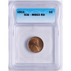 1911 Lincoln Wheat Cent Coin ICG MS63RD