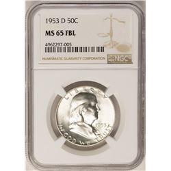 1953-D Franklin Half Dollar Coin NGC MS65FBL