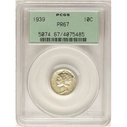 1939 Proof Mercury Dime Coin PCGS PR67 Old Green Holder