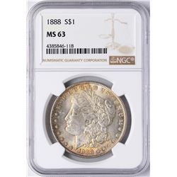 1888 $1 Morgan Silver Dollar Coin NGC MS63