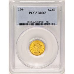 1904 $2 1/2 Liberty Head Quarter Eagle Gold Coin PCGS MS63