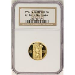 1992-W $5 Proof Olympic Commemorative Gold Coin NGC PF70 Ultra Cameo