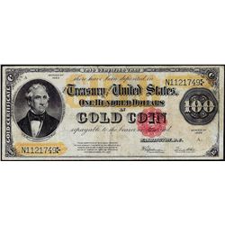 1922 $100 Gold Certificate Note