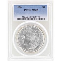 1886 $1 Morgan Silver Dollar Coin PCGS MS65