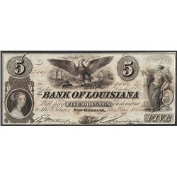 1862 $5 Bank of Louisiana Obsolete Note