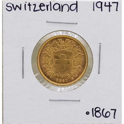 1947-B Switzerland 20 Francs Gold Coin