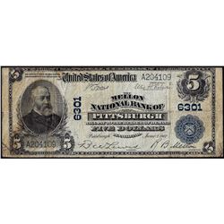 1902PB $5 Pittsburgh, PA CH# 6301 National Currency Note