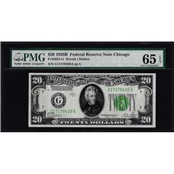 1928B $20 Federal Reserve Note Chicago Fr.2052-G PMG Gem Uncirculated 65EPQ