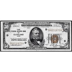 1929 $50 Federal Reserve Note Cleveland