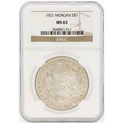 1921 $1 Morgan Silver Dollar Coin NGC MS65