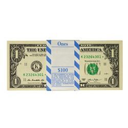 Pack of (100) Consecutive 2013 $1 Federal Reserve STAR Notes Dallas