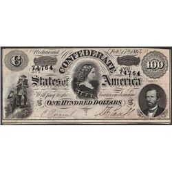 1864 $100 Confederate States of America Note