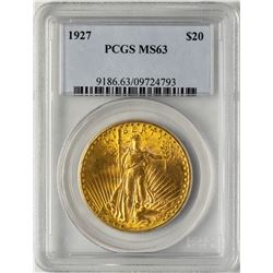 1927 $20 St. Gaudens Double Eagle Gold Coin PCGS MS63