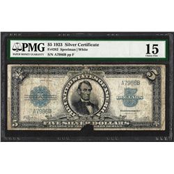 1923 $5 Porthole Silver Certificate Note Fr.282 PMG Choice Fine 15