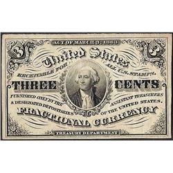 March 3, 1863 Three Cents Third Issue Fractional Currency Note