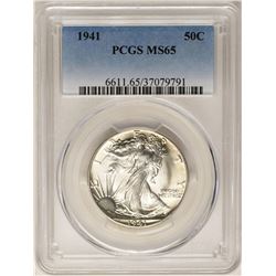 1941 Walking Liberty Half Dollar Coin PCGS MS65