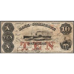 1860's $10 Bank of Commerce Georgia Obsolete Note