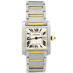 Cartier Ladies Tank Francaise Stainless Steel 25mm Silver Roman Dial Watch