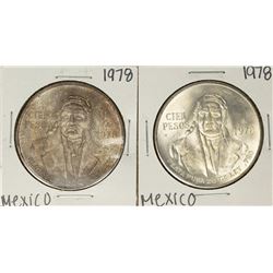 Lot of (2) 1978 Mexico Cien Pesos Silver Coins