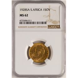 1928A South Africa Sovereign Gold Coin NGC MS62