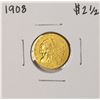 Image 1 : 1908 $2 1/2 Indian Head Quarter Eagle Gold Coin