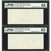Image 1 : (2) Consecutive 1985 $1 Federal Reserve Notes ERROR Blank Reverse PMG Choice Unc