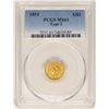 Image 1 : 1854 Type 2 $1 Indian Princess Head Gold Dollar Coin PCGS MS63