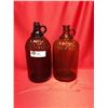 Image 1 : 2 Vintage Purex Half Gallon 2 Quart Amber Glass Bottles 1940s-1950's