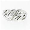 Image 4 : Solid 14k White Gold .75 ctw Channel Set Baguette Cut Diamond Open Swirl Band Ri