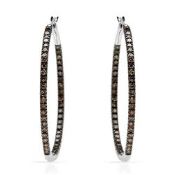 14k White Gold 1.00CTW Brown Diamonds Earrings, (SI1-SI2/Gold)