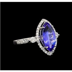 14KT White Gold 2.61 ctw Tanzanite and Diamond Ring