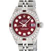 Image 1 : Rolex Ladies Stainless Steel Diamond Lugs & Ruby Datejust Wristwatch