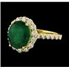 Image 1 : 3.37 ctw Emerald and Diamond Ring - 14KT Yellow Gold