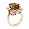 Image 4 : 8.80 ctwGolden Tourmaline And Diamond Ring - 14KT Rose Gold