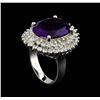 Image 3 : 7.73 ctw Amethyst and Diamond Ring - 14KT White Gold