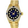 Image 3 : Rolex Ladies 18K Yellow Gold Sapphire And Blue Vignette Diamond President Wristw