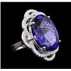 Image 1 : GIA Cert 25.82 ctw Tanzanite and Diamond Ring - 14KT White Gold