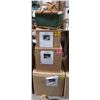 Image 1 : MOVIE PROP LOT - GREEN WICKER PICNIC BASKET & 3 LARGE UNOPENED BOXES