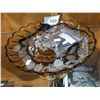 Image 1 : VINTAGE AMBER GLASS TRAY W/COSTUME JEWELRY