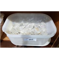 BIN OF GLASS CHANDELIER CRYSTALS