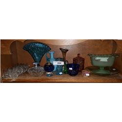 SHELF LOT OF ART GLASS