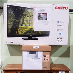SANYO 32" FLAT SCREEN TV & WALL MOUNT - MOVIE PROP